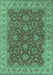 Machine Washable Oriental Turquoise Industrial Area Rugs, wshurb1498turq