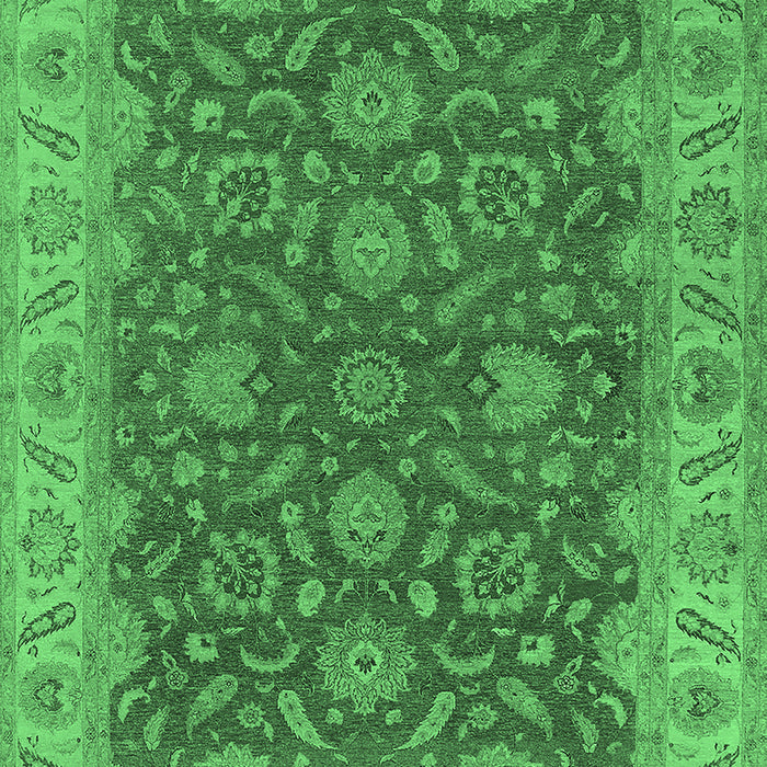 Machine Washable Oriental Emerald Green Industrial Area Rugs, wshurb1498emgrn