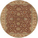 Round Mid-Century Modern Mahogany Brown Oriental Rug, urb1498