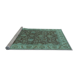 Sideview of Machine Washable Oriental Light Blue Industrial Rug, wshurb1498lblu