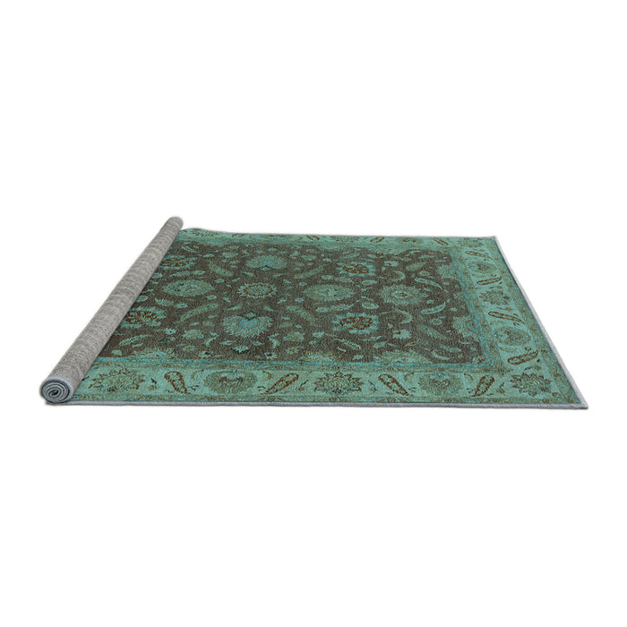 Sideview of Machine Washable Oriental Light Blue Industrial Rug, wshurb1498lblu