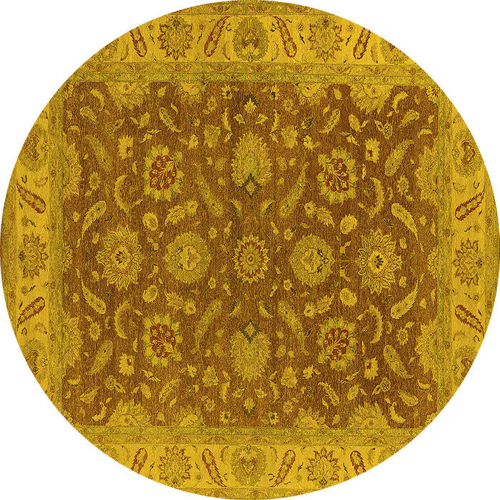 Round Oriental Yellow Industrial Rug, urb1498yw