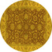 Round Oriental Yellow Industrial Rug, urb1498yw