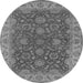 Round Oriental Gray Industrial Rug, urb1498gry