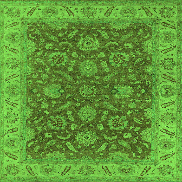 Square Machine Washable Oriental Green Industrial Area Rugs, wshurb1498grn