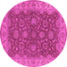 Round Oriental Pink Industrial Rug, urb1498pnk