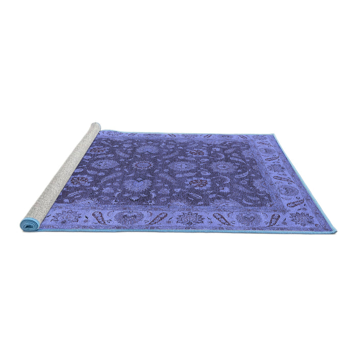 Sideview of Machine Washable Oriental Blue Industrial Rug, wshurb1498blu