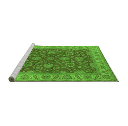 Sideview of Machine Washable Oriental Green Industrial Area Rugs, wshurb1498grn