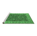 Sideview of Machine Washable Oriental Emerald Green Industrial Area Rugs, wshurb1498emgrn