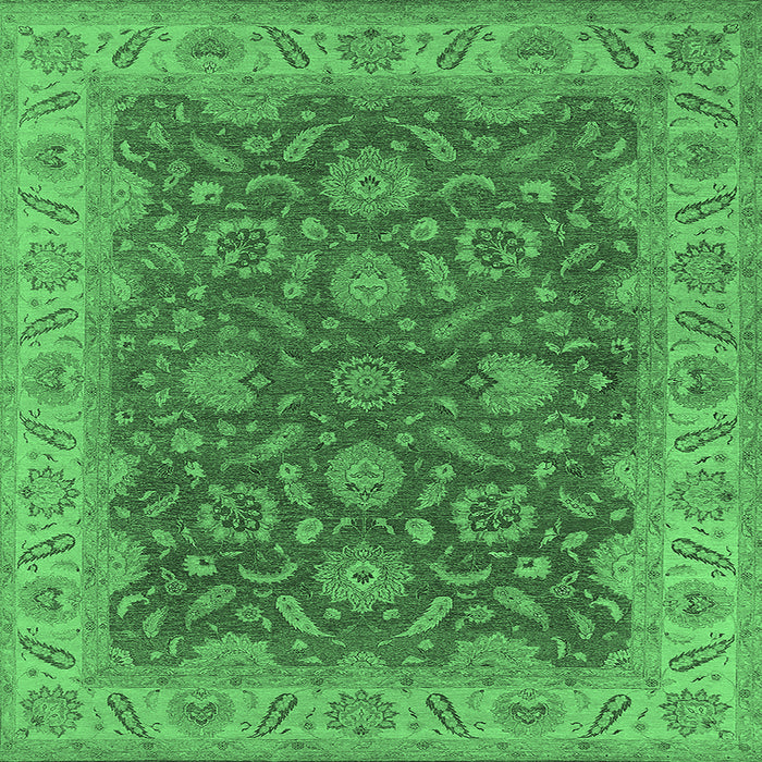 Square Oriental Emerald Green Industrial Rug, urb1498emgrn