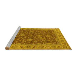 Sideview of Machine Washable Oriental Yellow Industrial Rug, wshurb1498yw
