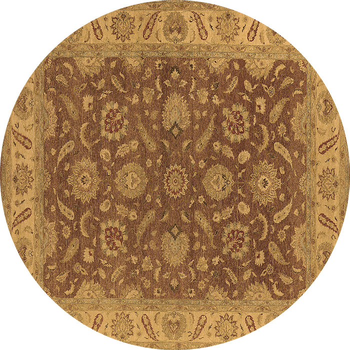 Round Oriental Brown Industrial Rug, urb1498brn