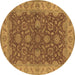 Round Oriental Brown Industrial Rug, urb1498brn