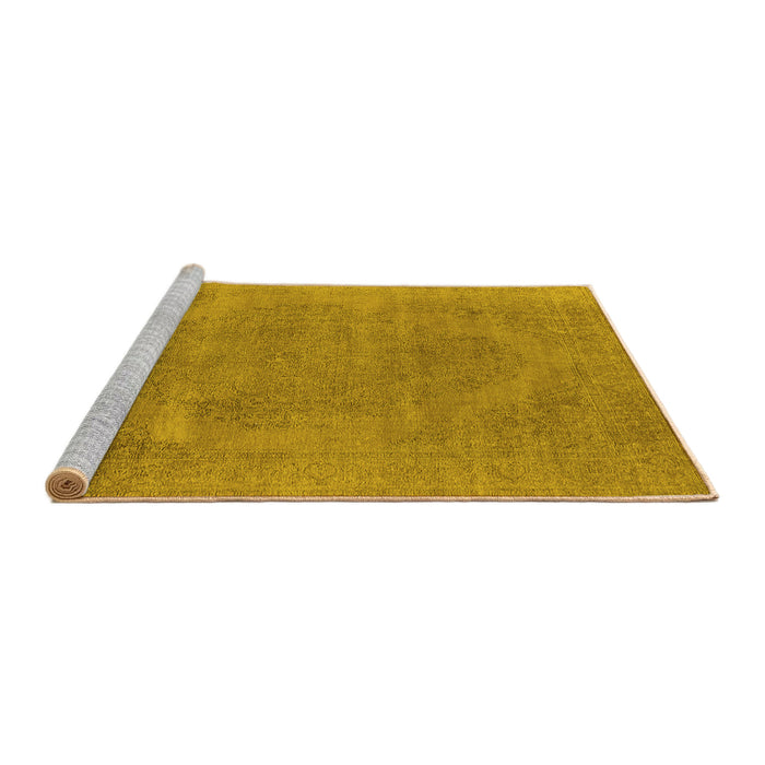 Sideview of Machine Washable Oriental Yellow Industrial Rug, wshurb1499yw