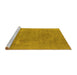 Sideview of Machine Washable Oriental Yellow Industrial Rug, wshurb1499yw