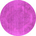 Round Oriental Pink Industrial Rug, urb1499pnk