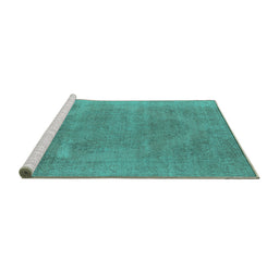 Sideview of Machine Washable Oriental Turquoise Industrial Area Rugs, wshurb1499turq