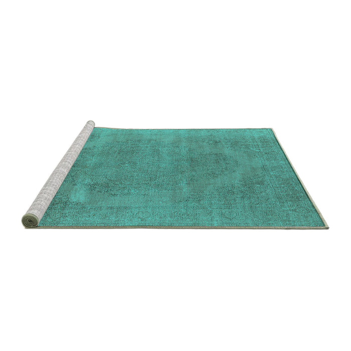 Sideview of Machine Washable Oriental Turquoise Industrial Area Rugs, wshurb1499turq