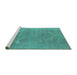 Sideview of Machine Washable Oriental Turquoise Industrial Area Rugs, wshurb1499turq