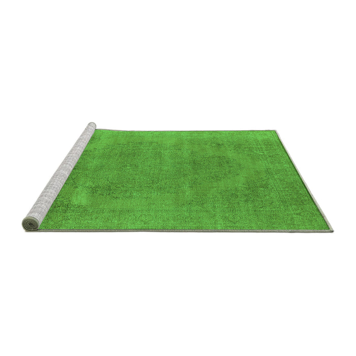 Sideview of Machine Washable Oriental Green Industrial Area Rugs, wshurb1499grn