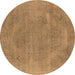 Round Oriental Brown Industrial Rug, urb1499brn