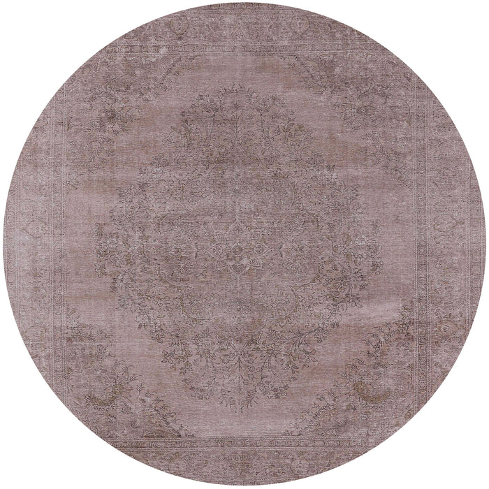 Round Machine Washable Industrial Modern Rose Dust Purple Rug, wshurb1499