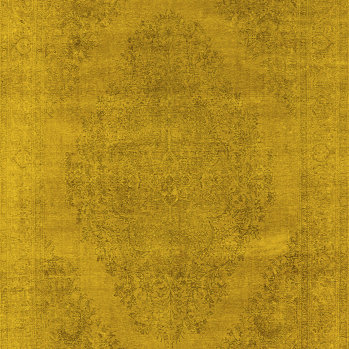 Machine Washable Oriental Yellow Industrial Rug, wshurb1499yw