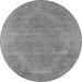 Round Machine Washable Oriental Gray Industrial Rug, wshurb1499gry