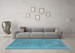 Machine Washable Oriental Light Blue Industrial Rug in a Living Room, wshurb1499lblu