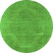 Round Oriental Green Industrial Rug, urb1499grn