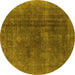 Round Oriental Yellow Industrial Rug, urb1500yw