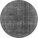 Round Machine Washable Oriental Gray Industrial Rug, wshurb1500gry