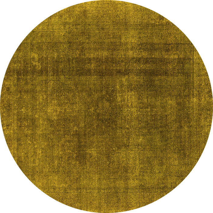 Round Machine Washable Oriental Yellow Industrial Rug, wshurb1500yw