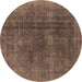 Round Machine Washable Oriental Brown Industrial Rug, wshurb1500brn