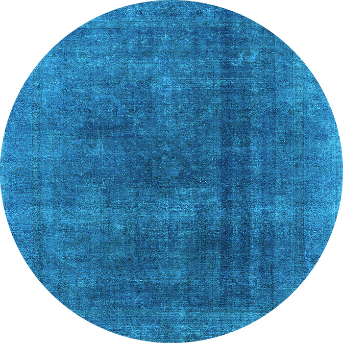 Round Machine Washable Oriental Light Blue Industrial Rug, wshurb1500lblu