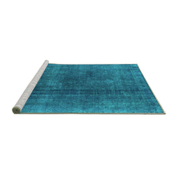 Sideview of Machine Washable Oriental Turquoise Industrial Area Rugs, wshurb1500turq
