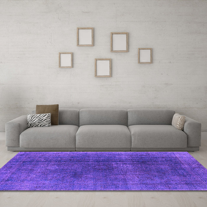 Machine Washable Oriental Purple Industrial Area Rugs in a Living Room, wshurb1500pur
