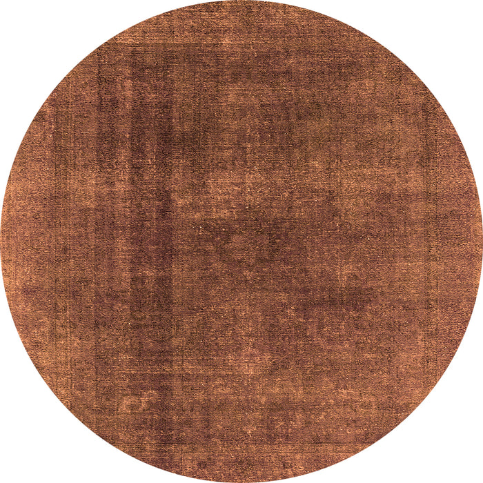 Round Machine Washable Oriental Orange Industrial Area Rugs, wshurb1500org