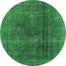 Round Oriental Green Industrial Rug, urb1500grn