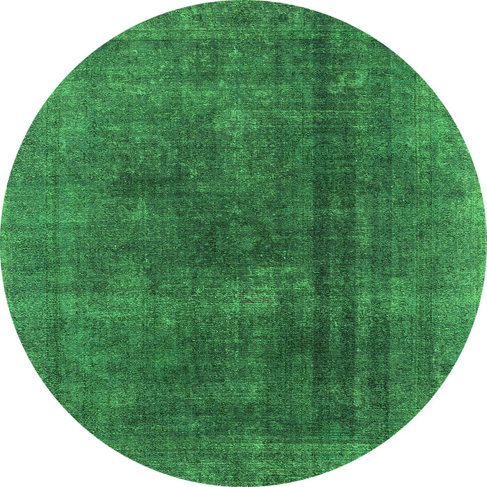 Round Machine Washable Oriental Green Industrial Area Rugs, wshurb1500grn