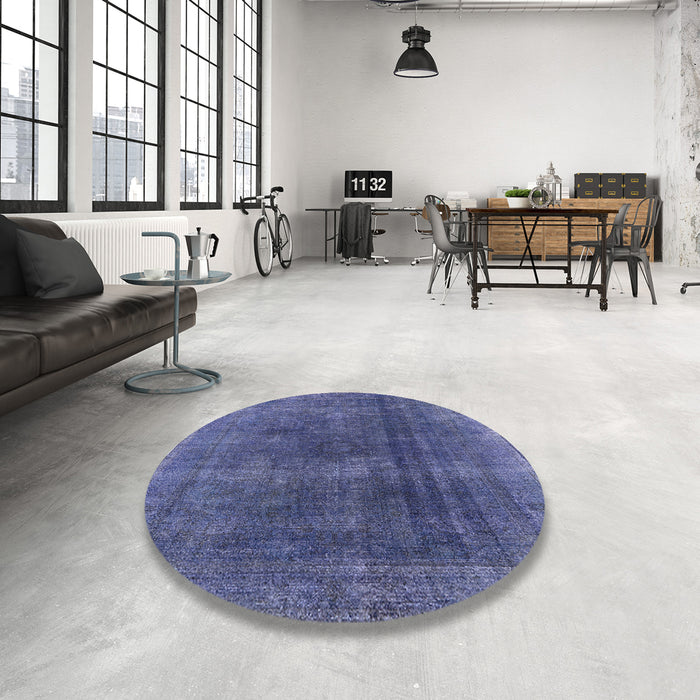 Round Machine Washable Industrial Modern Periwinkle Purple Rug in a Office, wshurb1500