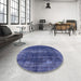 Round Machine Washable Industrial Modern Periwinkle Purple Rug in a Office, wshurb1501