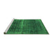Sideview of Machine Washable Oriental Green Industrial Area Rugs, wshurb1501grn