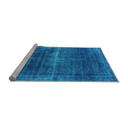 Sideview of Machine Washable Oriental Light Blue Industrial Rug, wshurb1501lblu