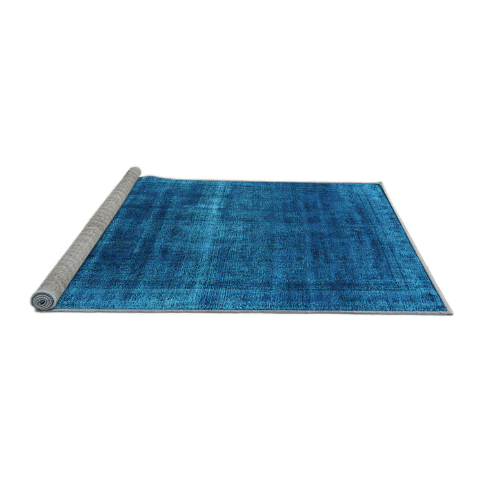 Sideview of Machine Washable Oriental Light Blue Industrial Rug, wshurb1501lblu