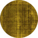 Round Oriental Yellow Industrial Rug, urb1501yw