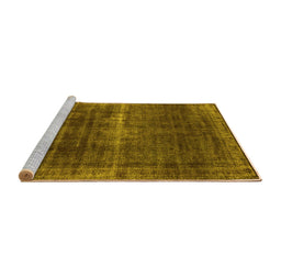 Sideview of Machine Washable Oriental Yellow Industrial Rug, wshurb1501yw