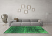 Machine Washable Oriental Green Industrial Area Rugs in a Living Room,, wshurb1501grn