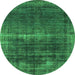 Round Oriental Green Industrial Rug, urb1501grn