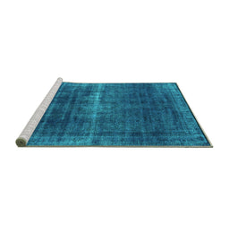 Sideview of Machine Washable Oriental Turquoise Industrial Area Rugs, wshurb1501turq